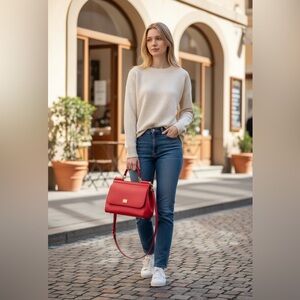 DolceGabbana Hand Bag Red Leather